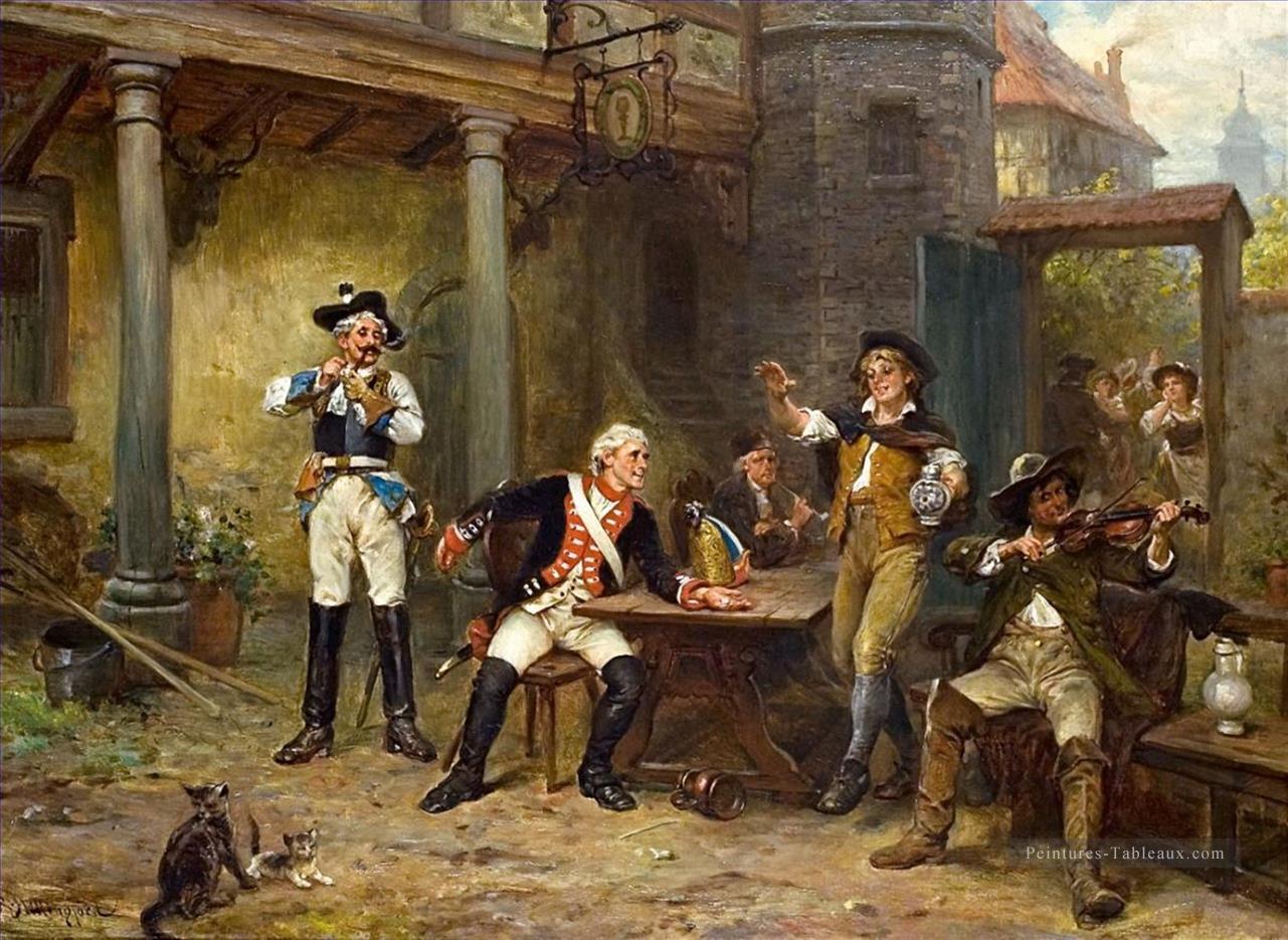 SOLDERS dans une taverne Robert Alexander Hillingford scènes de bataille historiques Peintures à l'huile
